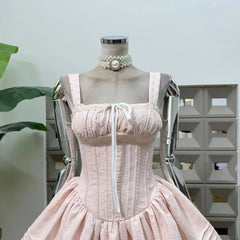 Embroidery Lace-up Crossover Strap Mini Dress