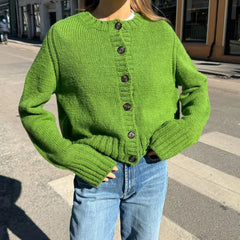 Long Sleeve O-Neck Button Up Cardigan