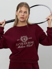 Letter Print Sweatshirt And Pants Set