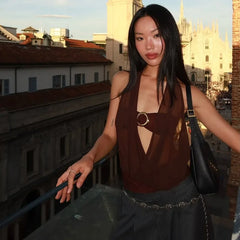 Women's see-through halter top with included bralette.