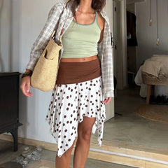 Polka Dot Low Rise Irregular Short Skirt - Streetwear A-Line