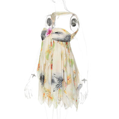 Ruffles Halter Off Shoulder 3d Flower Mini Dress
