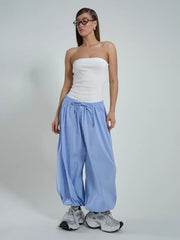 Striped Drawstring Puff Pants