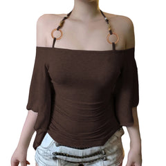 Halter Neck Beaded Strap Top