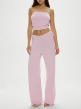 Ribbed Tube Top And High Waist Pants Set