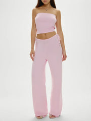 Ribbed Tube Top And High Waist Pants Set