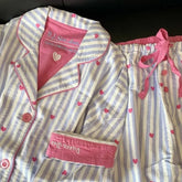 Cartoon Print Sleepwear Top And Pants Cotton Loungewear Set