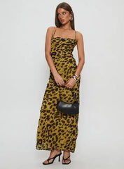 Animal Print Strappy Maxi Dress