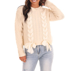 Lace Up Braided Sweater