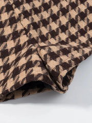 Brown Plaid Crop Coat And Shorts Set