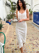 White Ribbed Rose Print Crop Corset And Midi Skirt Set