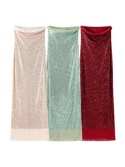 Strapless Sequin Maxi Dress