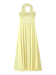 Mesh Scarf Strapless Long Dress