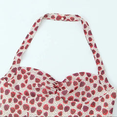 Dot Fruit Print Halter Bustier Crop Top