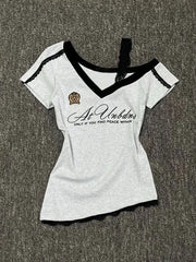 Grey Lace Sport Off shoulder Top