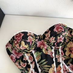 Romantic Print Lace Bandage Corset