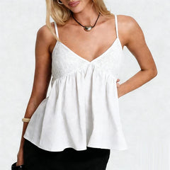 Lace Patchwork Babydoll Tank Top