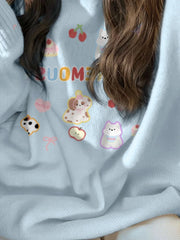 Blue Knitted Printed Sweater