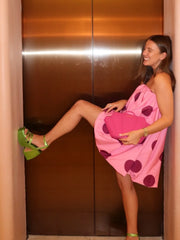Sleeveless Polka Dot Puff Hem Mini Dress