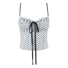 Ribbion Strap Gingham Crop Top