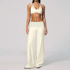 Printed Patchwork Crop Top And Leggings Set