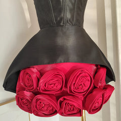 3d Rose Applique Hem Corset Mini Dress