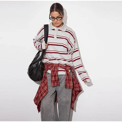 Paneled Horizontal Stripe Knitted Pullover