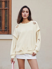 Hollow Out Eyelet Embroidery Pullover