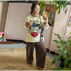 Crew Neck Graphic Knit Sweater