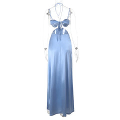 Satin Strappy Bralette Cut Out Maxi Dress