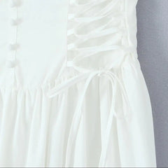 White Front Buttons Tank Maxi Dress - Fit & Flare Regular Fit