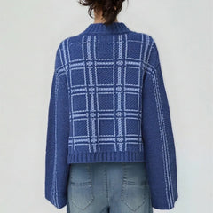 Blue Zip-up Crop Cardigan