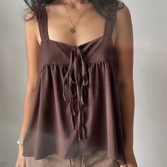 Front Tie Up Peplum Top