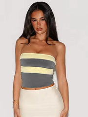 Color Block Patchwork Tube Top