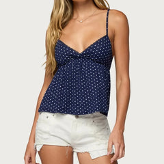 Blue Polka Dot Babydoll Top