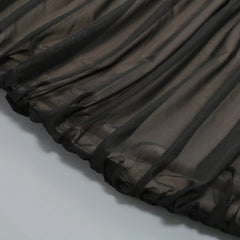 Black Mesh Off-shoulder Pleated Long Dress