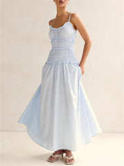 Smocked Tiered Spaghetti Strap Maxi Dress