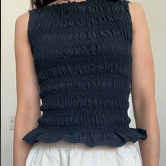 Elastic Ruched Vest Tank Top
