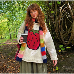 Crew Neck Graphic Knit Sweater