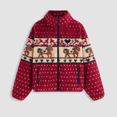 Plush Christmas Jacket With Zipper Pocket