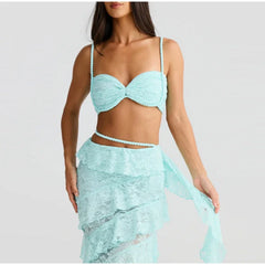 Knitted Twist Bralette And Maxi Skirt Set