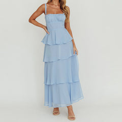 Tiered Long Ruffles Strap Dress