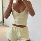 Bow Sleeveless Crop Top And Shorts Sleepwear Set