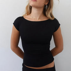 Front Cutout Tie Up Short Sleeve Top