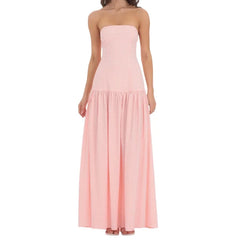 Tube Smocked Pleated Long Dress