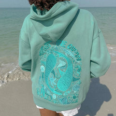 Back Starfish Whale Embroidery Hoodies