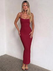 Spaghetti Strap Square Neck Bandage Maxi Dress