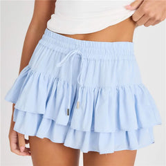 Flowy Ruffle Hem Mini Tiered Skirt