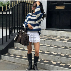 Striped Crew Neck Knit Sweater