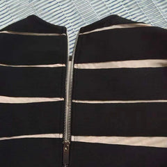 Black Long-sleeved See-through Mesh Slit Mini Dress